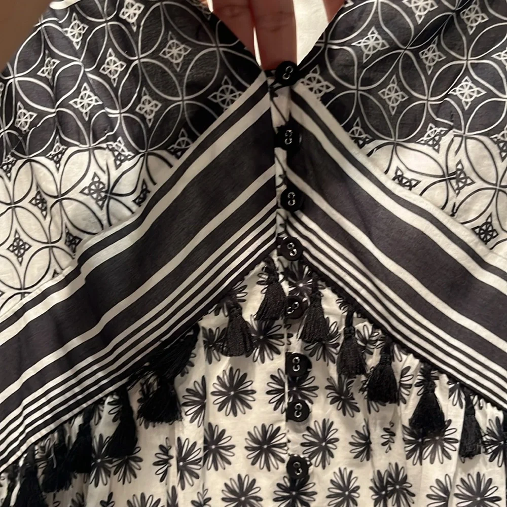 ANTHROPOLOGIE x AIJEK Pias Short Dress Tassel Cotton Bohemian Dress - Picture 8 of 12